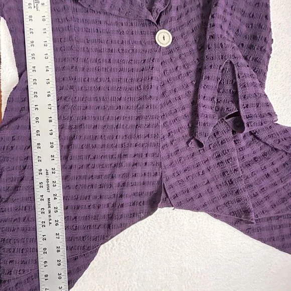 I.C. Collection U.S.A. By Connie Womens XXL Textured Purple Asymmetric Cardigan